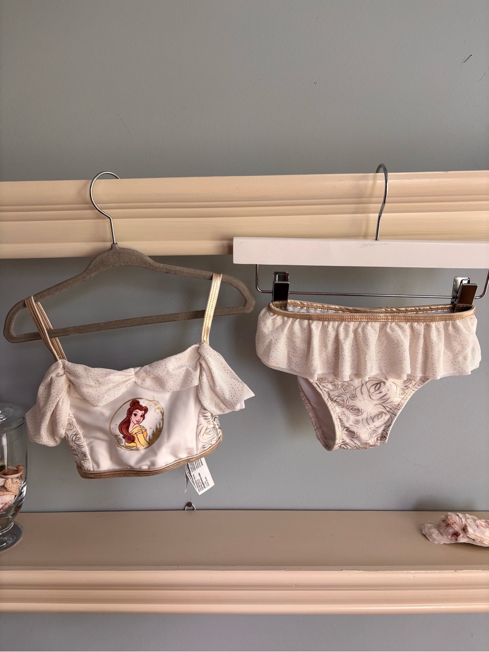 Disney Belle Ivory & Gold Girls Two-Piece Swim Set